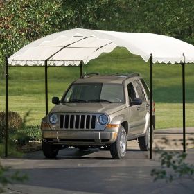 TOPMAX Outdoor Patio 13ft.Lx10ft.W Iron Carport Shelter Garage Tent, Garden Storage Shed with Anchor Kit, White