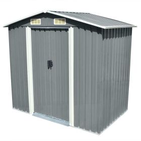 Garden Storage Shed Gray Metal 80.3"x52"x73.2"