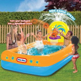 Splash Dunk Sprinkler Pool, Inflatable Pool with Basketball Hoop and Ball for Kids Ages 3-6