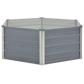 Raised Garden Bed 50.8"x50.8"x18.1" Galvanized Steel Gray