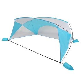 240cm*180cm*150cm Polyester Cloth Fiber Pole Open Boat Type Beach Awning Blue And White