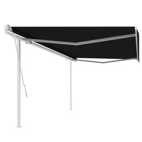 Manual Retractable Awning with Posts 16.4'x9.8' Anthracite