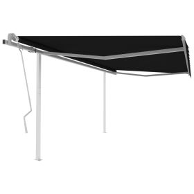 Manual Retractable Awning with Posts 13.1'x9.8' Anthracite