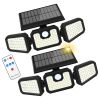 2 Pack 210 LED Solar Outdoor Lights 3 Heads Solar Lights IP65 Waterproof Solar Motion Sensor Lights With Remote Control