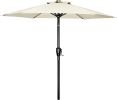 Simple Deluxe 7.5' Patio Outdoor Table Market Yard Umbrella with Push Button Tilt/Crank, 6 Sturdy Ribs for Garden, Deck, Backyard, Pool, 7.5ft, Beige