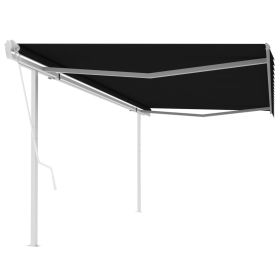 Automatic Retractable Awning with Posts 16.4'x9.8' Anthracite