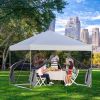 10' x 10' Pop Up Canopy Portable Folding Tent Gazebo Outdoor with Removable Sidewalls Mesh Curtains Carrying Bag White