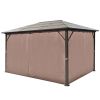 Gazebo with Curtain Brown Aluminum 157.5"x118.1"