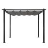 395*300*245cm Dark Gray Columns, Dark Gray Adjustable Polyester Shade Cloth, 5 Beams, Wrought Iron Gazebo