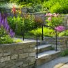 Artisasset Outdoor 1-3 Steps Adjustable Wrought Iron Handrails Black