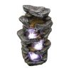 Outdoor Fountain 40inches Poly-resin Rock Water Fountain with LED Lights