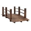 5 ft Wooden Garden Bridge Arc Stained Finish Footbridge with Railings for your Backyard, Stained Wood