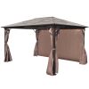 Gazebo with Curtain Brown Aluminum 157.5"x118.1"