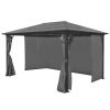 Gazebo with Curtain Anthracite Aluminum 157.5" x 118.1"