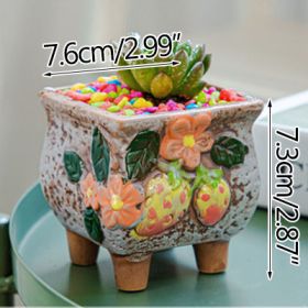 Square Creative Cute Cartoon Ceramic Succulent Pot (Option: Coffee-B)