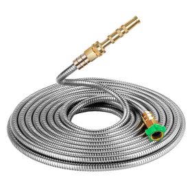 Stainless Steel Garden Hose With Brass Garden Hose Nozzle (Option: As shown-25FT)