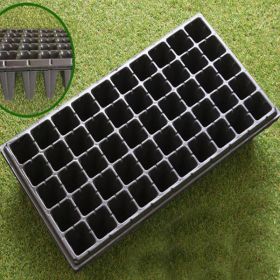 Rectangular Tray Sprout Nutrient Bowl Sprout Wheat Plastic Propagation Succulent Seedling Cup Pot (Option: Black-50grid thickening)