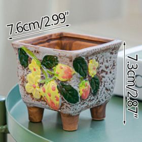 Square Creative Cute Cartoon Ceramic Succulent Pot (Option: Coffee-C)