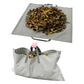 Garden Leaf Storage Outdoor Lawn Yard Waste Tarpaulin Container Recyclable Heavy Duty Garden Tote Garbage Bags (Color: Grey)