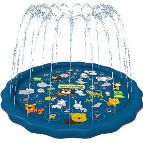 100/170 CM Children Pet Water Mat Summer Beach Inflatable Water Spray Pad Lawn Swimming Pool Mat Pet Sprinkler Outdoor Game Toy (Color: 170cm Dark blue, Ships From: China)