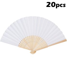 20/30/50pcs Hand-Painted Foldable Paper Fan White Folding Elegant Hand Fan Portable Party Wedding Supplies Gift Dance Fan Decor (Color: 20PCS, Ships From: China)