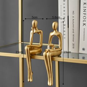 Nordic Abstract Figures Home Decoration Accessories Sculptures Living Room Study Decor Gold Humanoid Resin Embellishment Statues (Color: seat AB, Ships From: China)