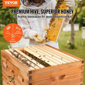 VEVOR Beehive Box Kit Bee Honey Hive 40 Frames 2 Deep 2 Medium Natural Fir Wood (Number of Boxes: Deep Box x 2+ Medium Box x 2)