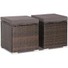 Removable Cushions Footstool Backyard Garden Patio Rattan Wicker Ottomans Seat