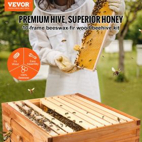 VEVOR Beehive Box Kit Bee Honey Hive 40 Frames 2 Deep 2 Medium Natural Fir Wood (Number of Boxes: Medium Box x1)