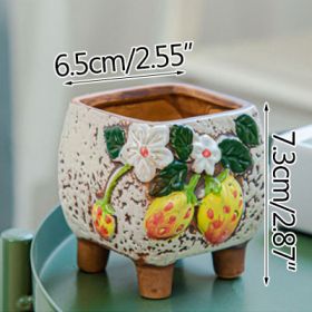 Square Creative Cute Cartoon Ceramic Succulent Pot (Option: White-A)