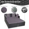 Spacious Outdoor Rattan Daybed with Upholstered Cushion