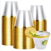 10/50/100pcs Gold Plastic Cups Disposable Transparent Plastic Cup Wine Glass Champagne Cup Birthday Wedding Decor Party Supplies