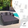 Spacious Outdoor Rattan Daybed with Upholstered Cushion