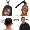 Horror Headband Props Decoration Scary Blood Fake Ax Saws Knife Simulation Plastic Toy Party Masquerade Mischief Decor