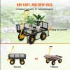 VEVOR Steel Garden Cart; with Removable Mesh Sides to Convert into Flatbed, Utility Metal Wagon