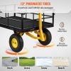 VEVOR Steel Garden Cart; with Removable Mesh Sides to Convert into Flatbed, Utility Metal Wagon