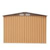 6' x 8' Outdoor Backyard Garden Metal Storage Shed for Utility Tool Storage - Coffee