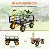 VEVOR Steel Garden Cart; with Removable Mesh Sides to Convert into Flatbed, Utility Metal Wagon