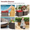 Removable Cushions Footstool Backyard Garden Patio Rattan Wicker Ottomans Seat