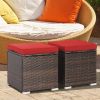 Removable Cushions Footstool Backyard Garden Patio Rattan Wicker Ottomans Seat