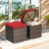 Removable Cushions Footstool Backyard Garden Patio Rattan Wicker Ottomans Seat